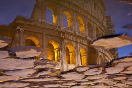 A reflection of the Colosseumのeditorial素材
