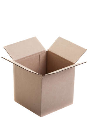 Empty cardboard box on white background の写真素材