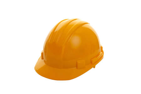 Yellow hard hat shot on white background の写真素材
