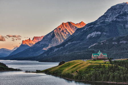 Evening at Waterton National Parkの写真素材