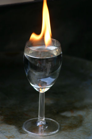 Glass on fireの写真素材