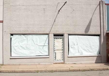 A closed store in black and white.の写真素材