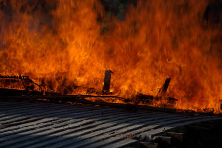 The controlled fire of an old building.の写真素材