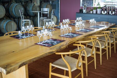 Table set for wine samplingの写真素材