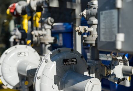 Commercial gas meters and pipesの写真素材