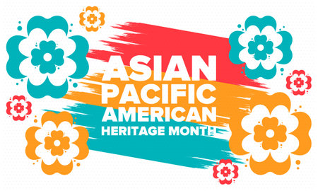 Asian Pacific American Heritage Month. Celebrated in May. It celebrates the culture, traditions and history of Asian Americans and Pacific Islanders in the United States. Vectorのイラスト素材