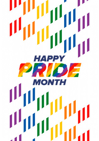 LGBT Pride Month in June. Lesbian Gay Bisexual Transgender. Celebrated annual. LGBT flag. Rainbow love concept. Human rights and tolerance. Poster, card, banner. Vectorのイラスト素材