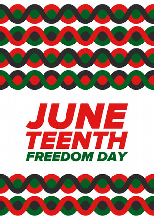 Juneteenth Independence Day. Freedom or Emancipation day. Annual american holiday, celebrated in June 19. African-American history and heritage. Poster, greeting card, bannerのイラスト素材