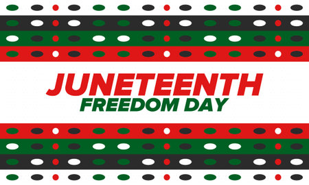 Juneteenth Independence Day. Freedom or Emancipation day. Annual american holiday, celebrated in June 19. African-American history and heritage. Poster, greeting card, bannerのイラスト素材