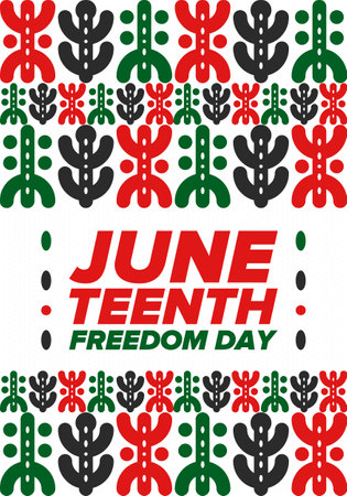 Juneteenth Independence Day. Freedom or Emancipation day. Annual american holiday, celebrated in June 19. African-American history and heritage. Poster, greeting card, bannerのイラスト素材