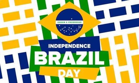 Brazil Independence Day. Happy national holiday. Freedom day. Celebrate annual in September 7. Brazil flag. Patriotic brazilian design. Poster, card, banner. Vector illustrationのイラスト素材