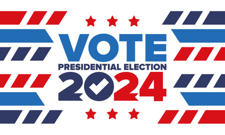 Presidential Election 2024 in United States. Vote day, November 5. US Election. Patriotic american element. Poster, card, banner and background. Vector illustrationのイラスト素材