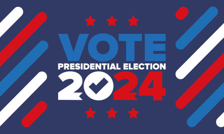 Presidential Election 2024 in United States. Vote day, November 5. US Election. Patriotic american element. Poster, card, banner and background. Vector illustrationのイラスト素材