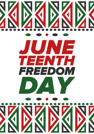 Juneteenth Independence Day. Freedom or Emancipation day. Annual american holiday, celebrated in June 19. African-American history and heritage. Vector posterのイラスト素材
