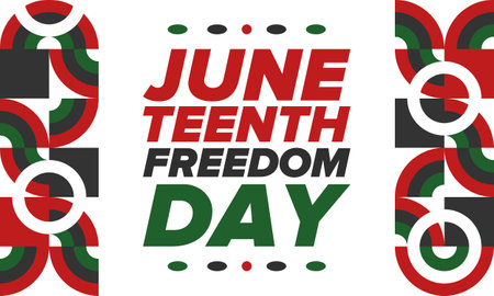 Juneteenth Independence Day. Freedom or Emancipation day. Annual american holiday, celebrated in June 19. African-American history and heritage. Vector posterのイラスト素材