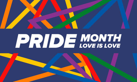 LGBT Pride Month in June. Lesbian Gay Bisexual Transgender. Celebrated annual. LGBT flag. Rainbow love concept. Human rights and tolerance. Poster, card, banner. Vectorのイラスト素材