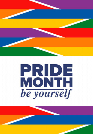 LGBT Pride Month in June. Lesbian Gay Bisexual Transgender. Celebrated annual. LGBT flag. Rainbow love concept. Human rights and tolerance. Poster, card, banner. Vectorのイラスト素材