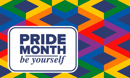 LGBT Pride Month in June. Lesbian Gay Bisexual Transgender. Celebrated annual. LGBT flag. Rainbow love concept. Human rights and tolerance. Poster, card, banner. Vectorのイラスト素材