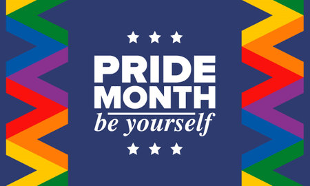 LGBT Pride Month in June. Lesbian Gay Bisexual Transgender. Celebrated annual. LGBT flag. Rainbow love concept. Human rights and tolerance. Poster, card, banner. Vectorのイラスト素材