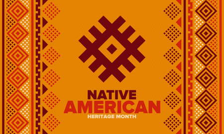 Native American Heritage Month in November. American Indian culture. Celebrate annual in United States. Tradition pattern. Poster, card, banner and background. Vector ornamentのイラスト素材