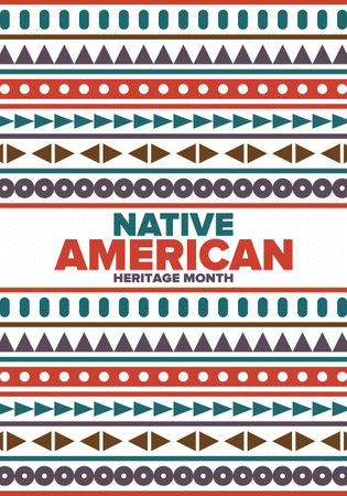Native American Heritage Month in November. American Indian culture. Celebrate annual in United States. Tradition pattern. Poster, card, banner and background. Vector ornamentのイラスト素材
