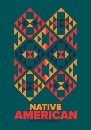 Native American Heritage Month in November. American Indian culture. Celebrate annual in United States. Tradition pattern. Poster, card, banner and background. Vector ornamentのイラスト素材