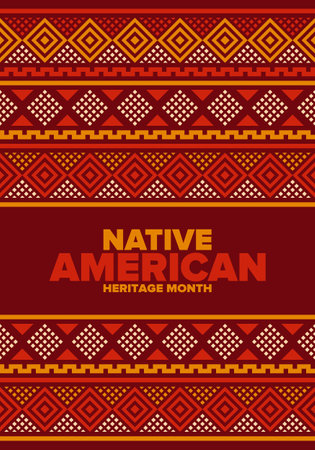 Native American Heritage Month in November. American Indian culture. Celebrate annual in United States. Tradition pattern. Poster, card, banner and background. Vector ornamentのイラスト素材