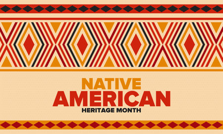 Native American Heritage Month in November. American Indian culture. Celebrate annual in United States. Tradition pattern. Poster, card, banner and background. Vector ornamentのイラスト素材