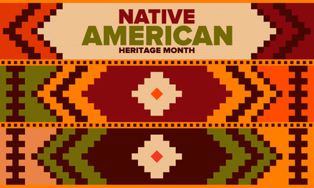 Native American Heritage Month in November. American Indian culture. Celebrate annual in United States. Tradition pattern. Poster, card, banner and background. Vector ornamentのイラスト素材