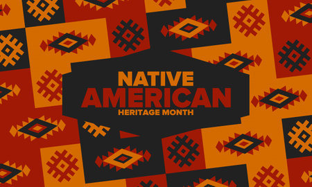 Native American Heritage Month in November. American Indian culture. Celebrate annual in United States. Tradition pattern. Poster, card, banner and background. Vector ornamentのイラスト素材
