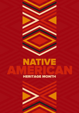 Native American Heritage Month in November. American Indian culture. Celebrate annual in United States. Tradition pattern. Poster, card, banner and background. Vector ornamentのイラスト素材