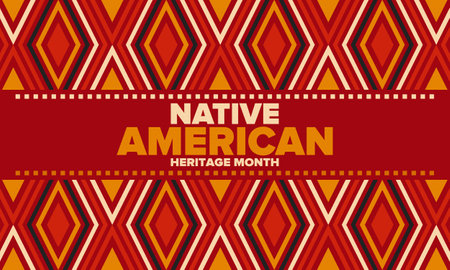 Native American Heritage Month in November. American Indian culture. Celebrate annual in United States. Tradition pattern. Poster, card, banner and background. Vector ornamentのイラスト素材