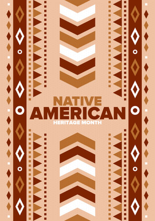 Native American Heritage Month in November. American Indian culture. Celebrate annual in United States. Tradition pattern. Poster, card, banner and background. Vector ornamentのイラスト素材