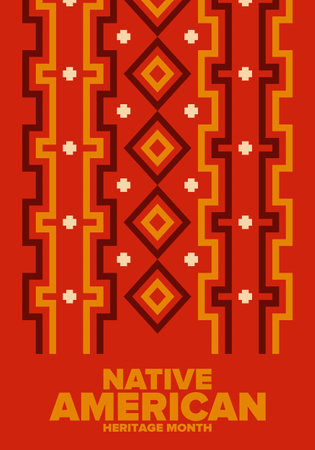 Native American Heritage Month in November. American Indian culture. Celebrate annual in United States. Tradition pattern. Poster, card, banner and background. Vector ornamentのイラスト素材