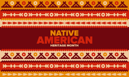 Native American Heritage Month in November. American Indian culture. Celebrate annual in United States. Tradition pattern. Poster, card, banner and background. Vector ornamentのイラスト素材