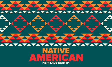 Native American Heritage Month in November. American Indian culture. Celebrate annual in United States. Tradition pattern. Poster, card, banner and background. Vector ornamentのイラスト素材