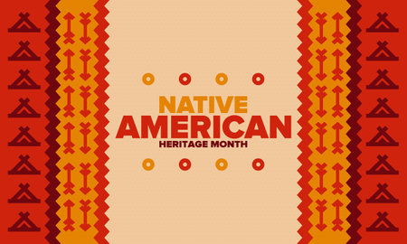 Native American Heritage Month in November. American Indian culture. Celebrate annual in United States. Tradition pattern. Poster, card, banner and background. Vector ornamentのイラスト素材