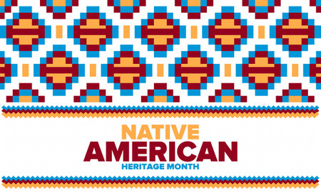 Native American Heritage Month in November. American Indian culture. Celebrate annual in United States. Tradition pattern. Poster, card, banner and background. Vector ornamentのイラスト素材