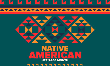 Native American Heritage Month in November. American Indian culture. Celebrate annual in United States. Tradition pattern. Poster, card, banner and background. Vector ornamentのイラスト素材