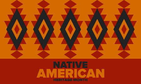 Native American Heritage Month in November. American Indian culture. Celebrate annual in United States. Tradition pattern. Poster, card, banner and background. Vector ornamentのイラスト素材