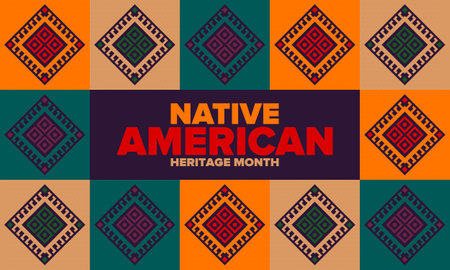 Native American Heritage Month in November. American Indian culture. Celebrate annual in United States. Tradition pattern. Poster, card, banner and background. Vector ornamentのイラスト素材