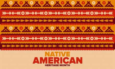 Native American Heritage Month in November. American Indian culture. Celebrate annual in United States. Tradition pattern. Poster, card, banner and background. Vector ornamentのイラスト素材