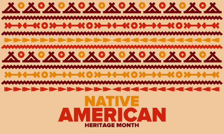Native American Heritage Month in November. American Indian culture. Celebrate annual in United States. Tradition pattern. Poster, card, banner and background. Vector ornamentのイラスト素材