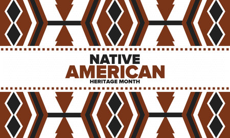 Native American Heritage Month in November. American Indian culture. Celebrate annual in United States. Tradition pattern. Poster, card, banner and background. Vector ornamentのイラスト素材