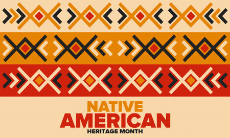 Native American Heritage Month in November. American Indian culture. Celebrate annual in United States. Tradition pattern. Poster, card, banner and background. Vector ornamentのイラスト素材