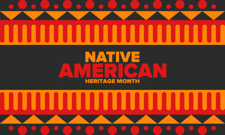 Native American Heritage Month in November. American Indian culture. Celebrate annual in United States. Tradition pattern. Poster, card, banner and background. Vector ornamentのイラスト素材