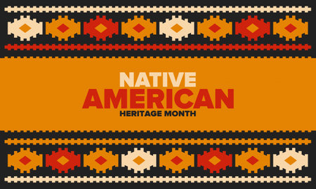 Native American Heritage Month in November. American Indian culture. Celebrate annual in United States. Tradition pattern. Poster, card, banner and background. Vector ornamentのイラスト素材