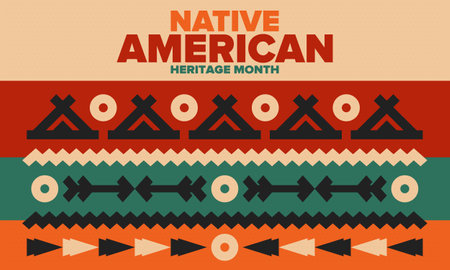 Native American Heritage Month in November. American Indian culture. Celebrate annual in United States. Tradition pattern. Poster, card, banner and background. Vector ornamentのイラスト素材