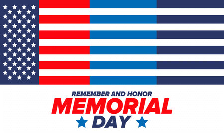 Memorial Day in United States. Remember and Honor. Federal holiday for remember and honor persons who have died while serving in the United States Armed Forces. Vector posterのイラスト素材