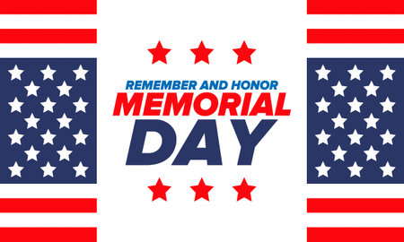 Memorial Day in United States. Remember and Honor. Federal holiday for remember and honor persons who have died while serving in the United States Armed Forces. Vector posterのイラスト素材